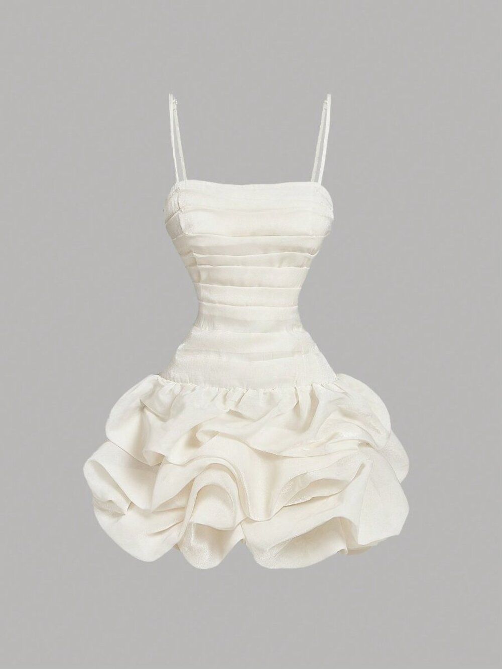 Apricot Casual Women's Elegant Mini Dress with Ruched Bubble Hem and Corset Top